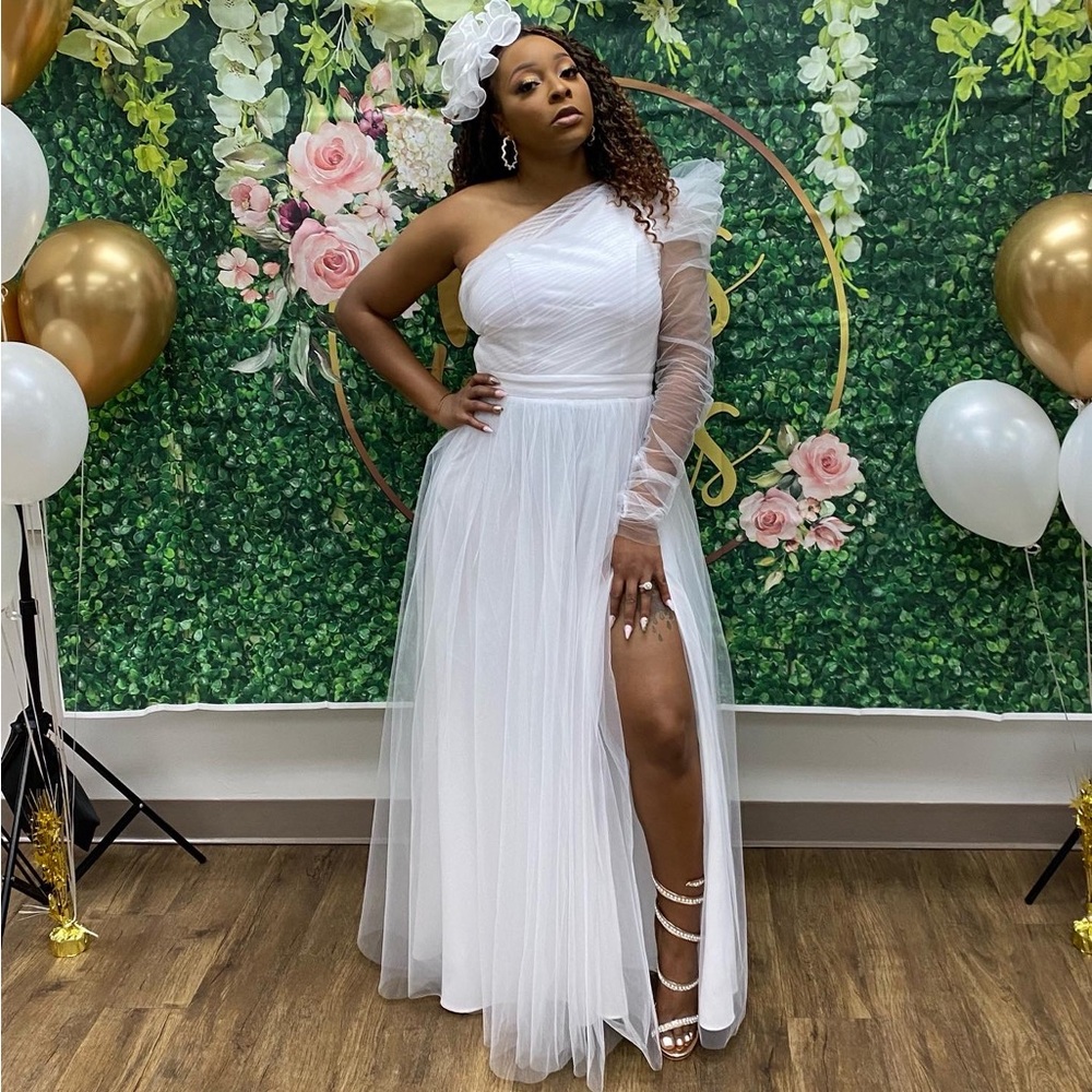 White dress for bridal shower, wedding, etc